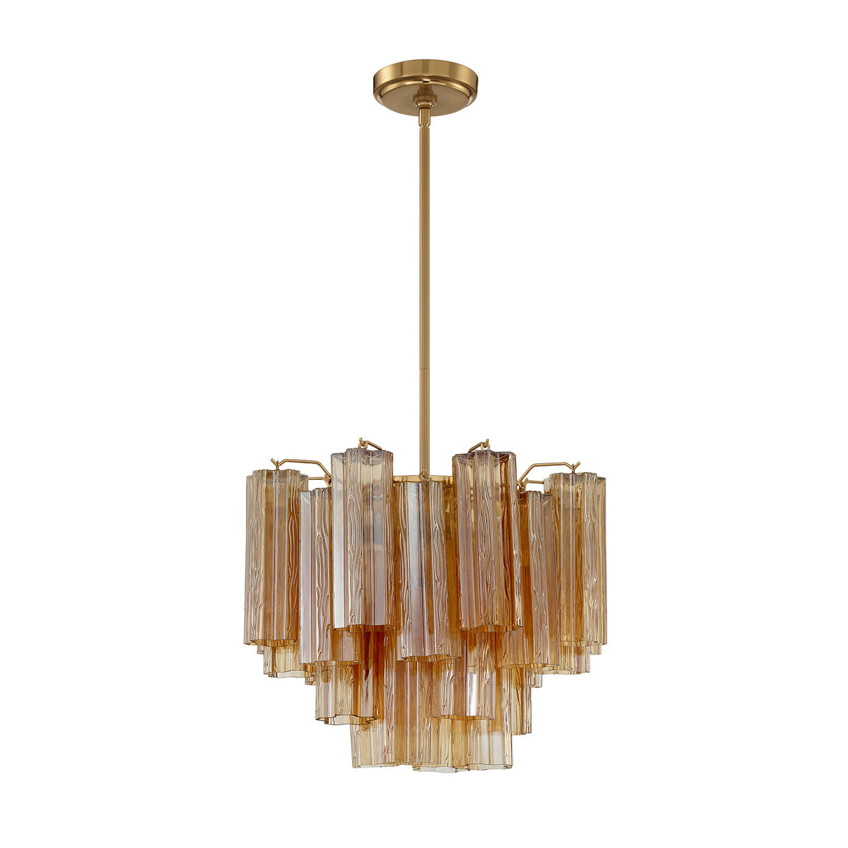 Grace 4 Light Mini Chandelier 18", Brass with Topaz Glass