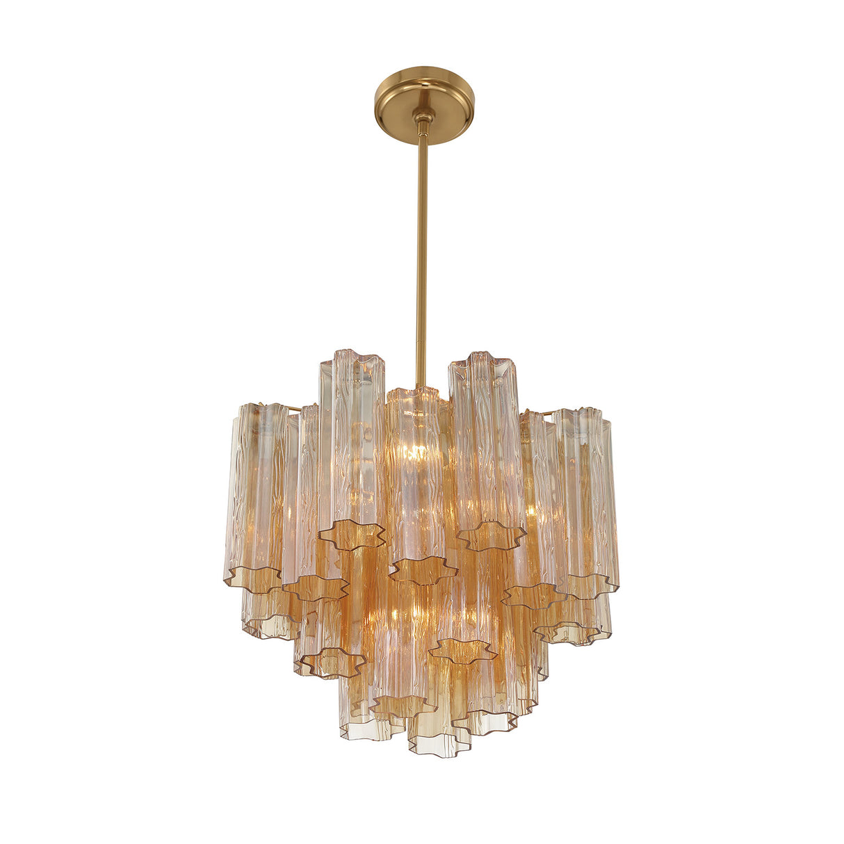 Grace 4 Light Mini Chandelier 18", Brass with Topaz Glass