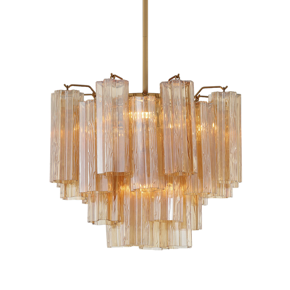Grace 4 Light Mini Chandelier 18", Brass with Topaz Glass