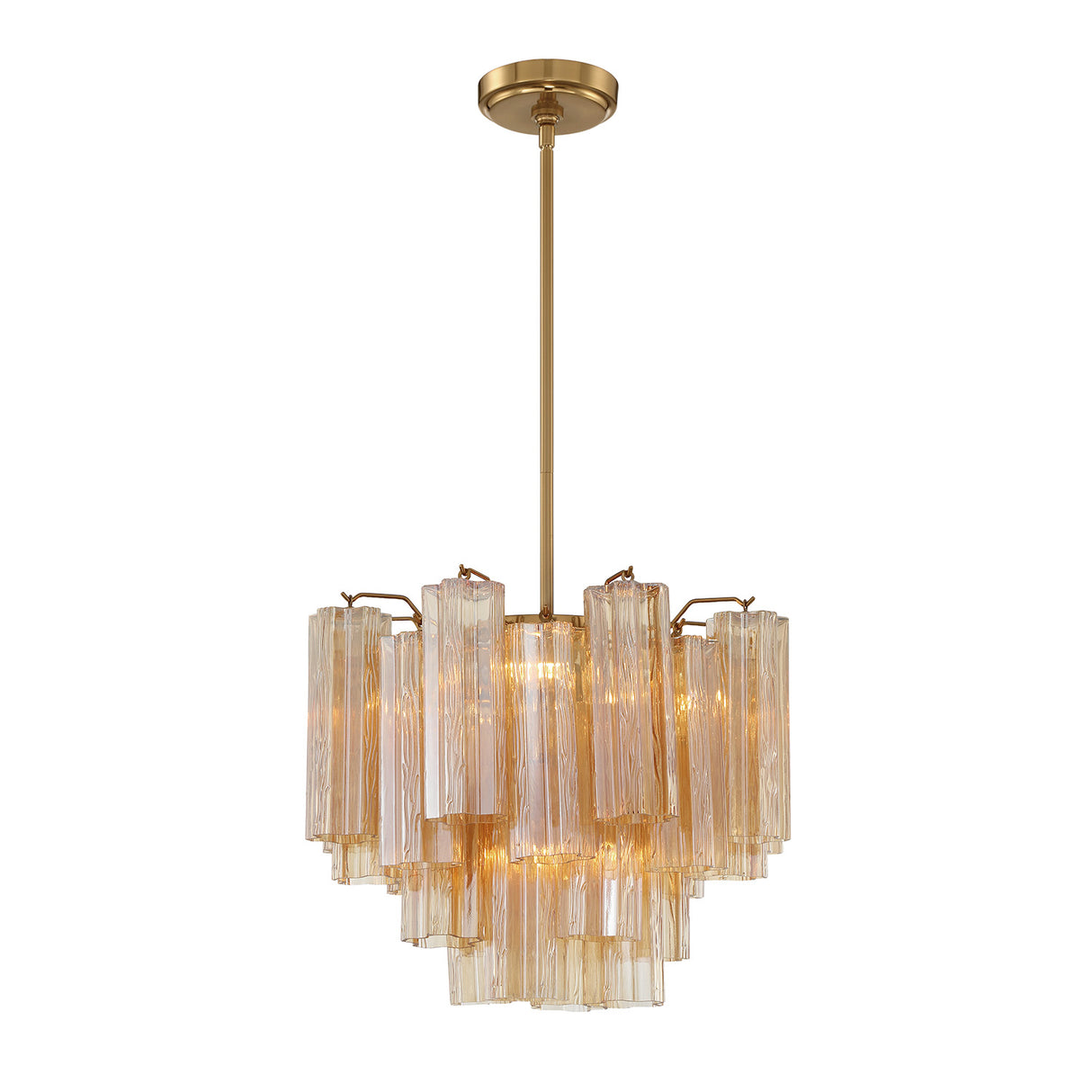 Grace 4 Light Mini Chandelier 18", Brass with Topaz Glass