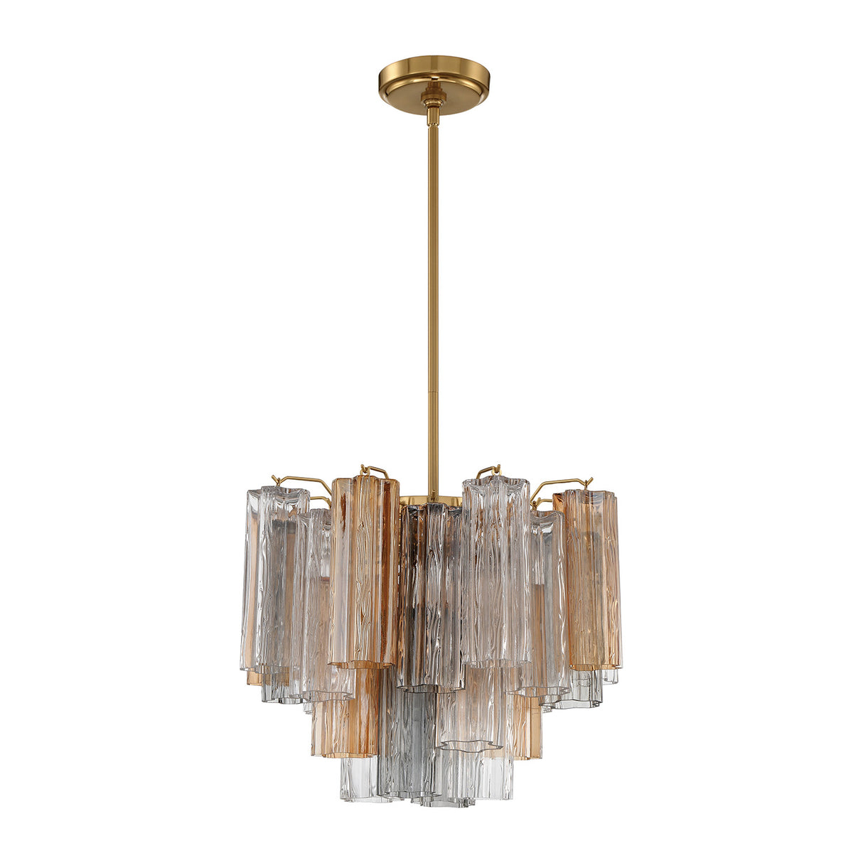 Grace 4 Light Mini Chandelier 18", Brass with Gilded Fog Glass
