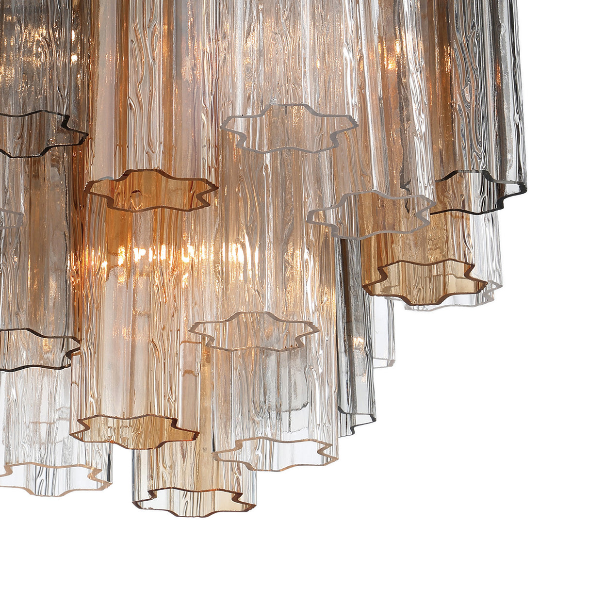 Grace 4 Light Mini Chandelier 18", Brass with Gilded Fog Glass