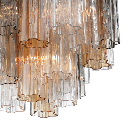 Grace 4 Light Mini Chandelier 18", Brass with Gilded Fog Glass