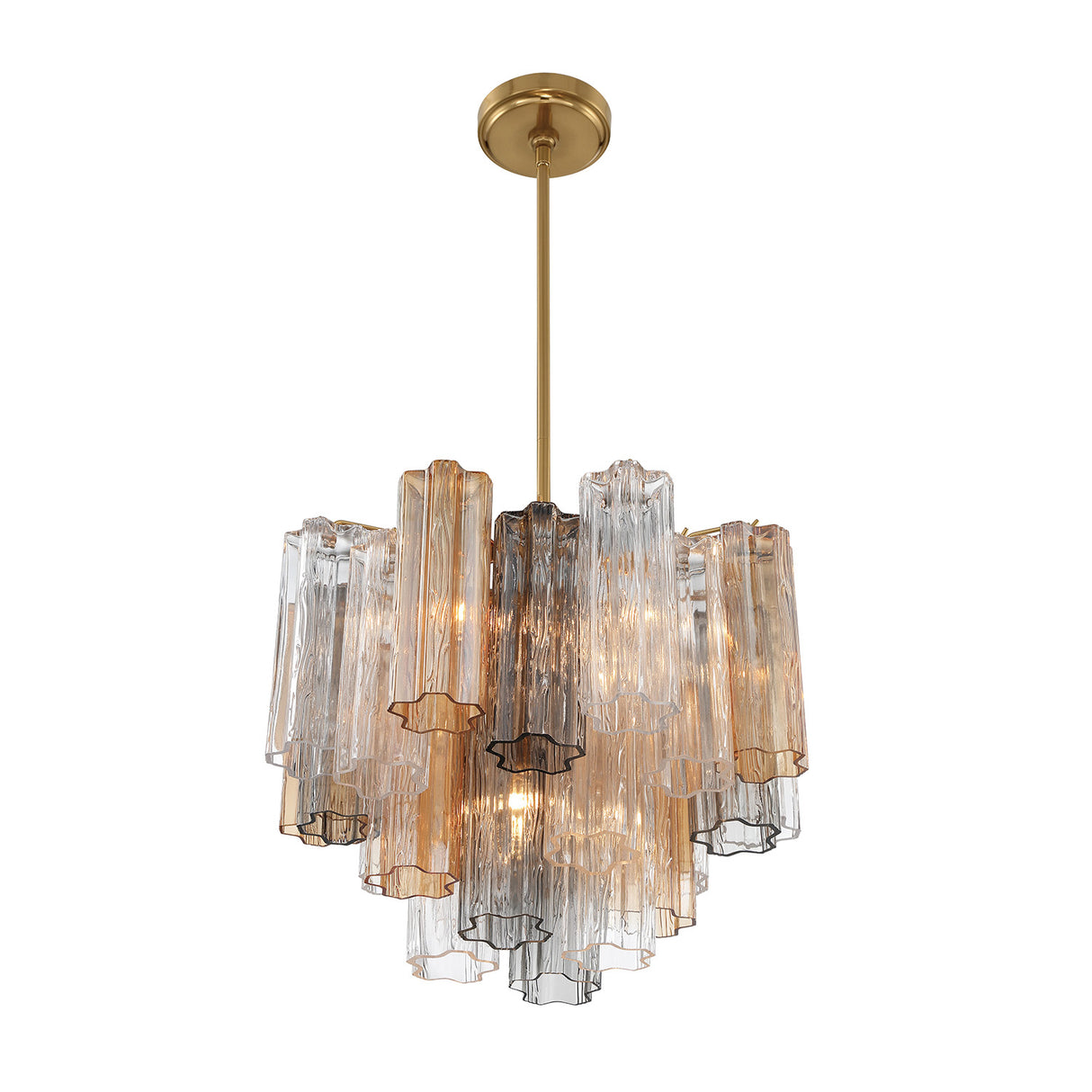 Grace 4 Light Mini Chandelier 18", Brass with Gilded Fog Glass