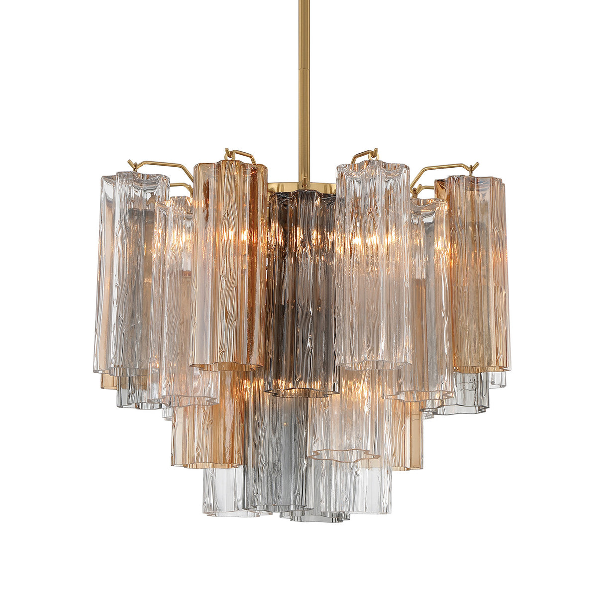 Grace 4 Light Mini Chandelier 18", Brass with Gilded Fog Glass