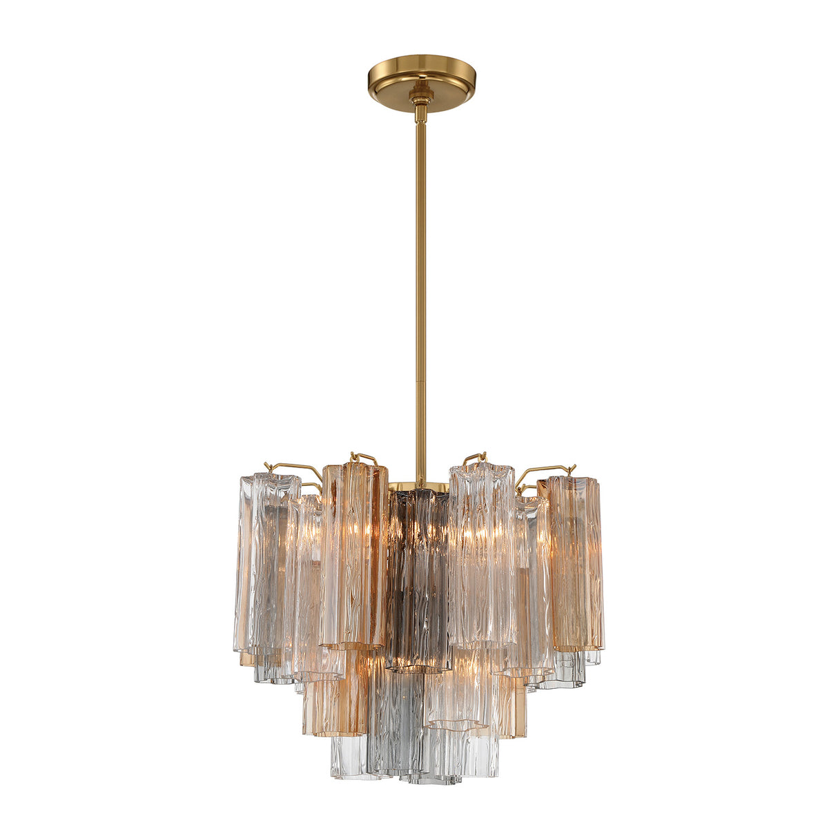 Grace 4 Light Mini Chandelier 18", Brass with Gilded Fog Glass