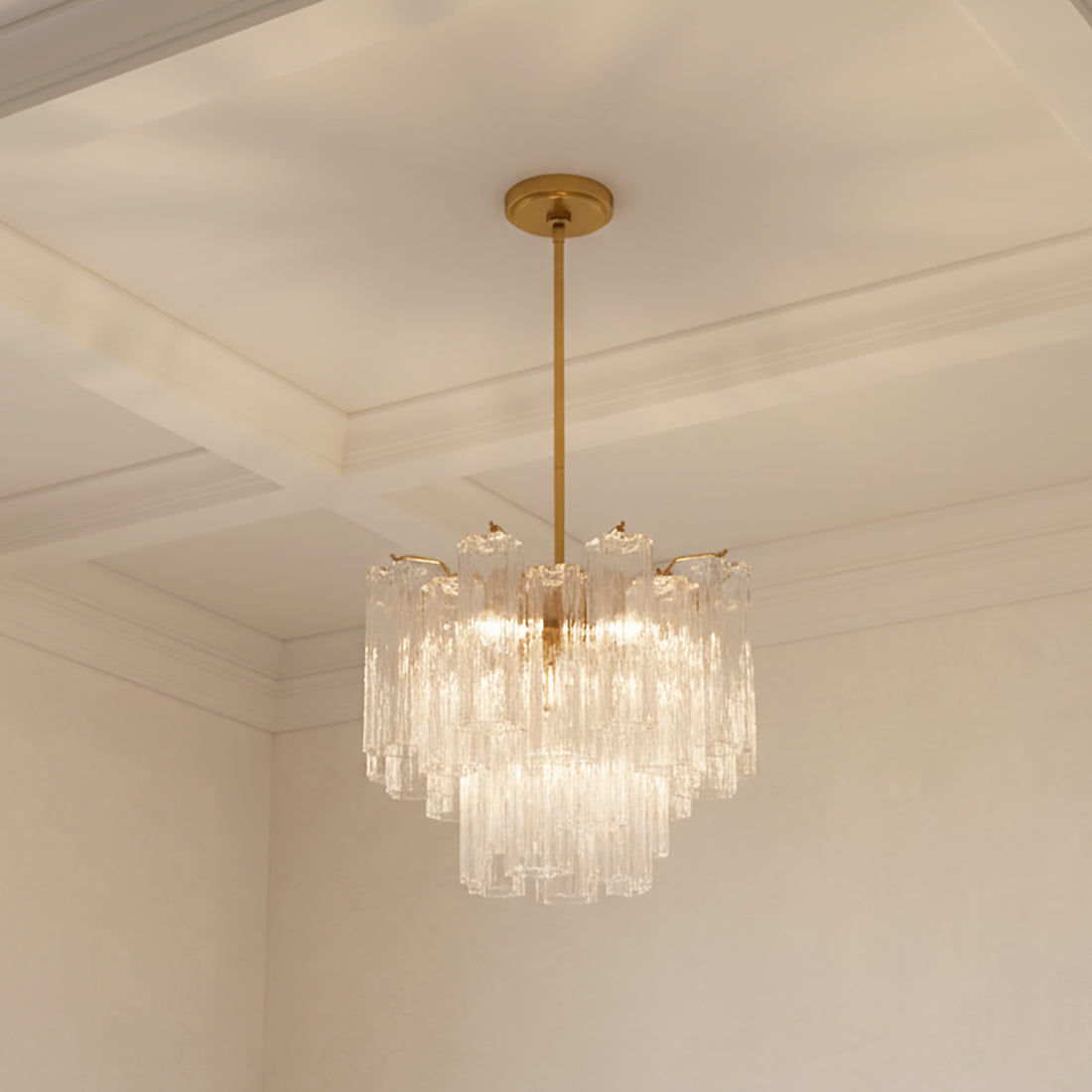 Grace 4 Light Mini Chandelier 18", Brass with Clear Glass for Modern home with White Walls