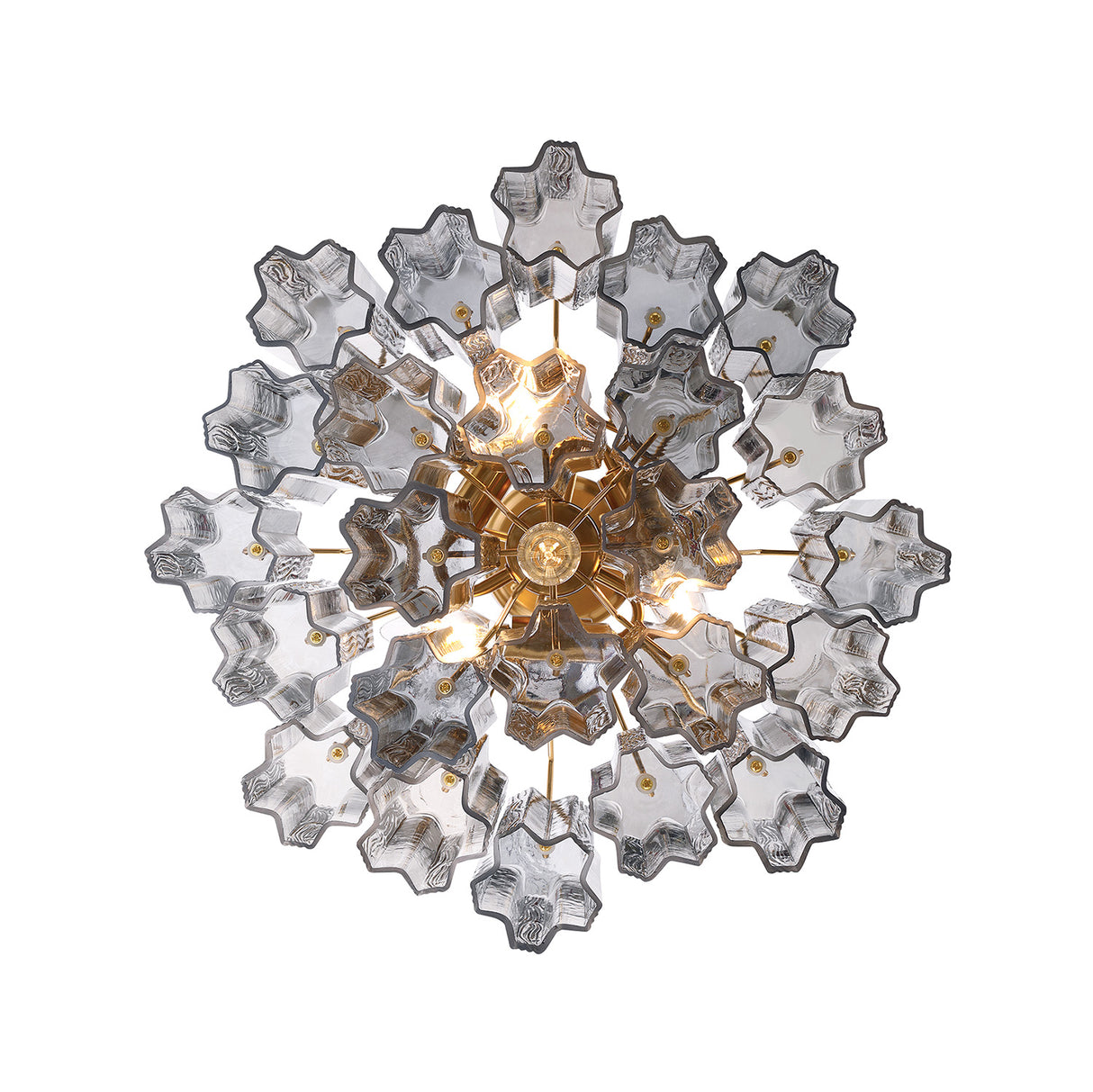 Grace 4 Light Mini Chandelier 18", Brass with Smoke Glass