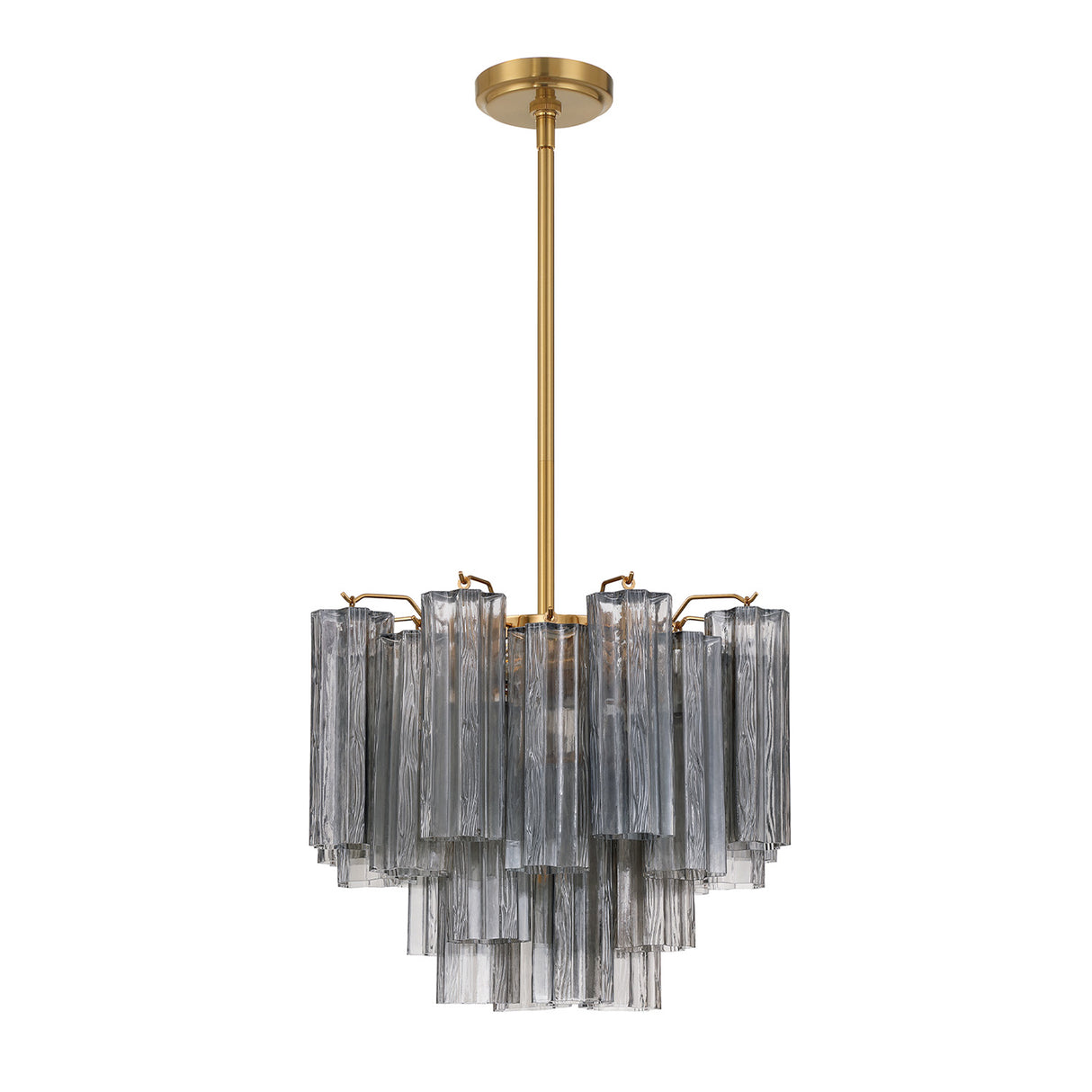 Grace 4 Light Mini Chandelier 18", Brass with Smoke Glass