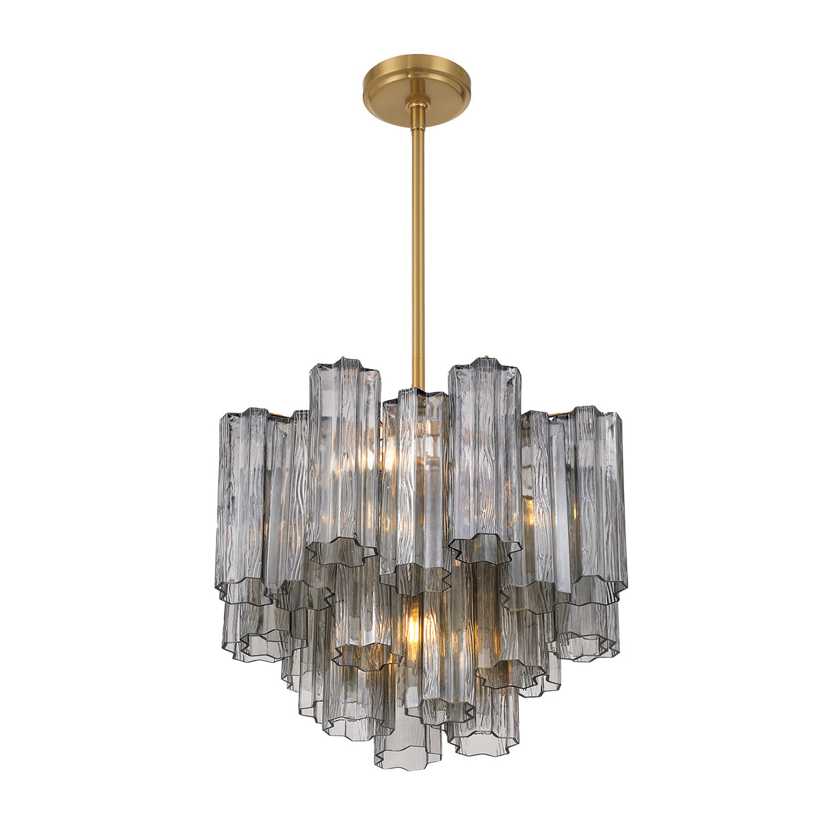 Grace 4 Light Mini Chandelier 18", Brass with Smoke Glass