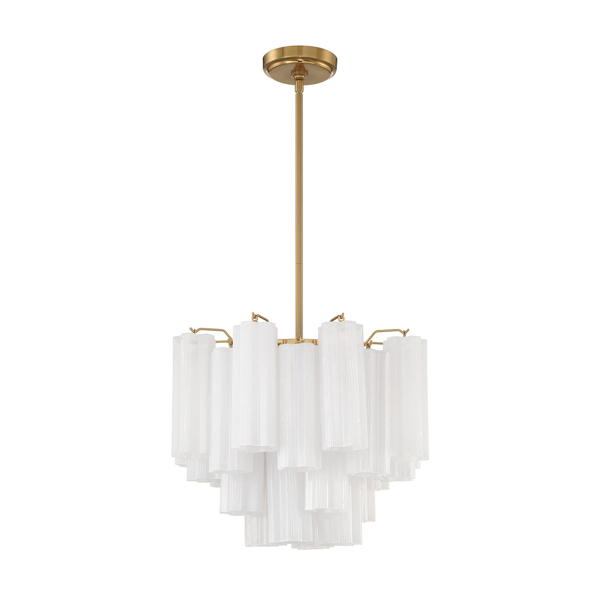 Grace 4 Light Mini Chandelier 18", Brass with White Glass