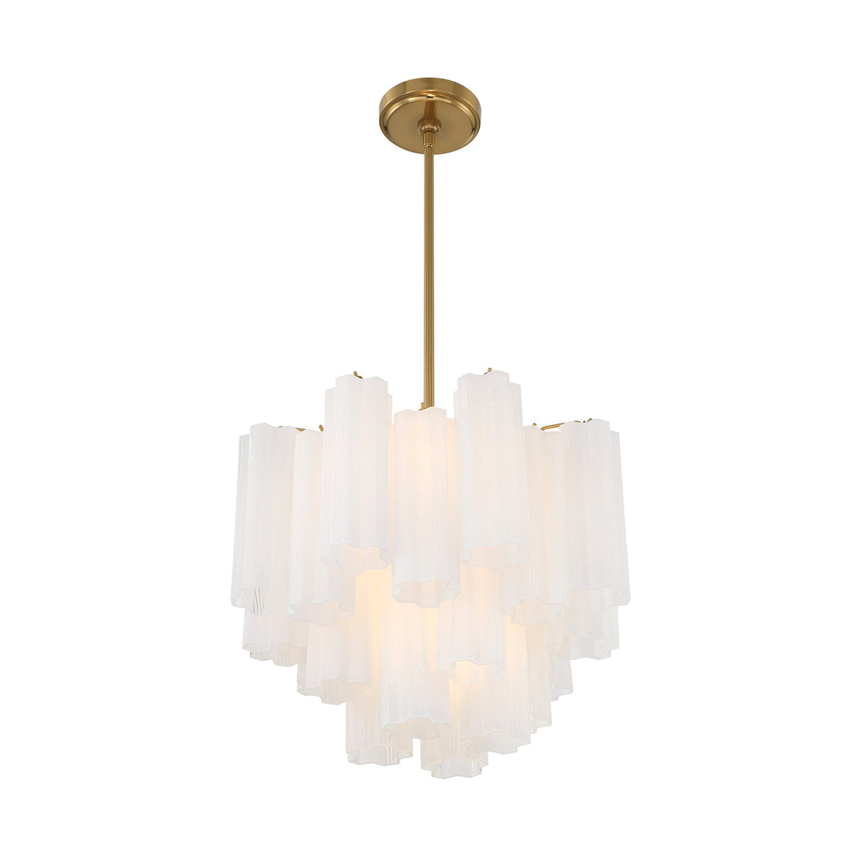 Grace 4 Light Mini Chandelier 18", Brass with White Glass