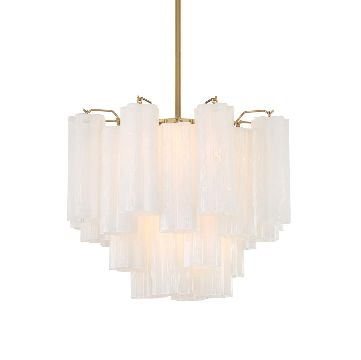 Grace 4 Light Mini Chandelier 18", Brass with White Glass