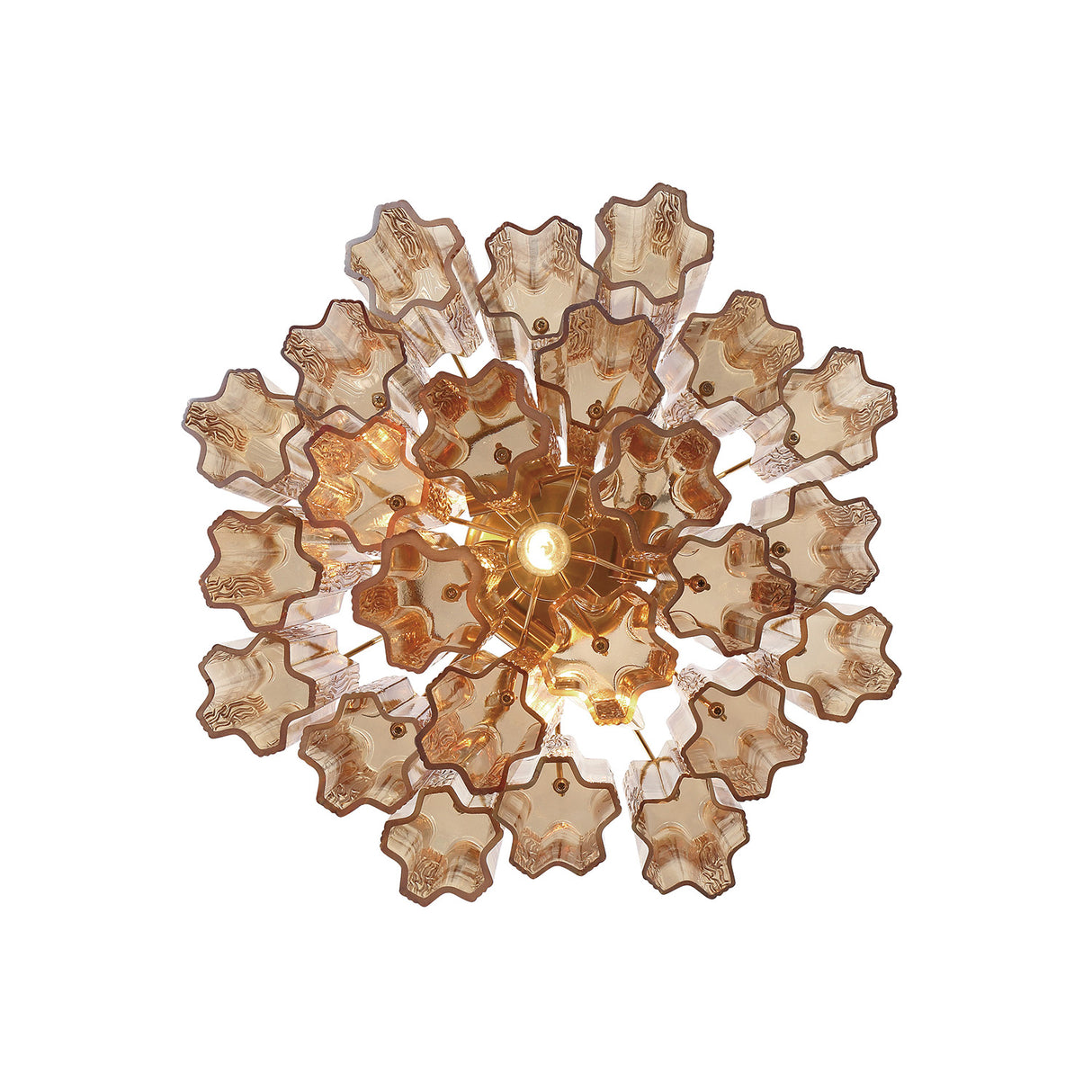 Grace 4 Light Mini Chandelier 18", Brass with Topaz Glass