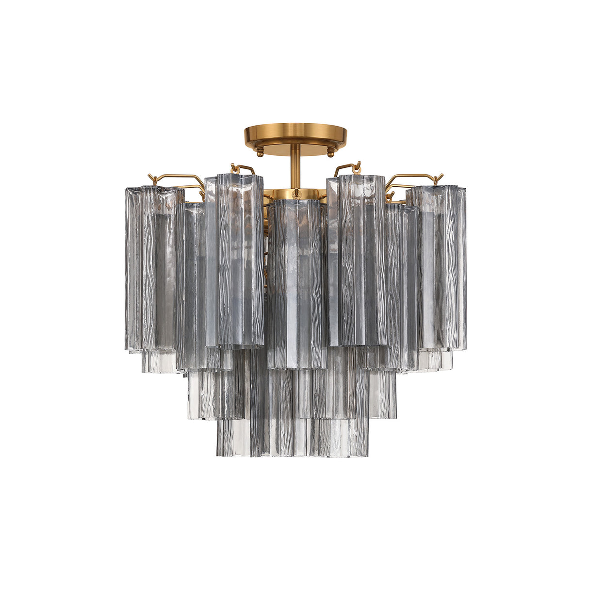 Grace Semi-Flush 18", Brass with Smoke Glass