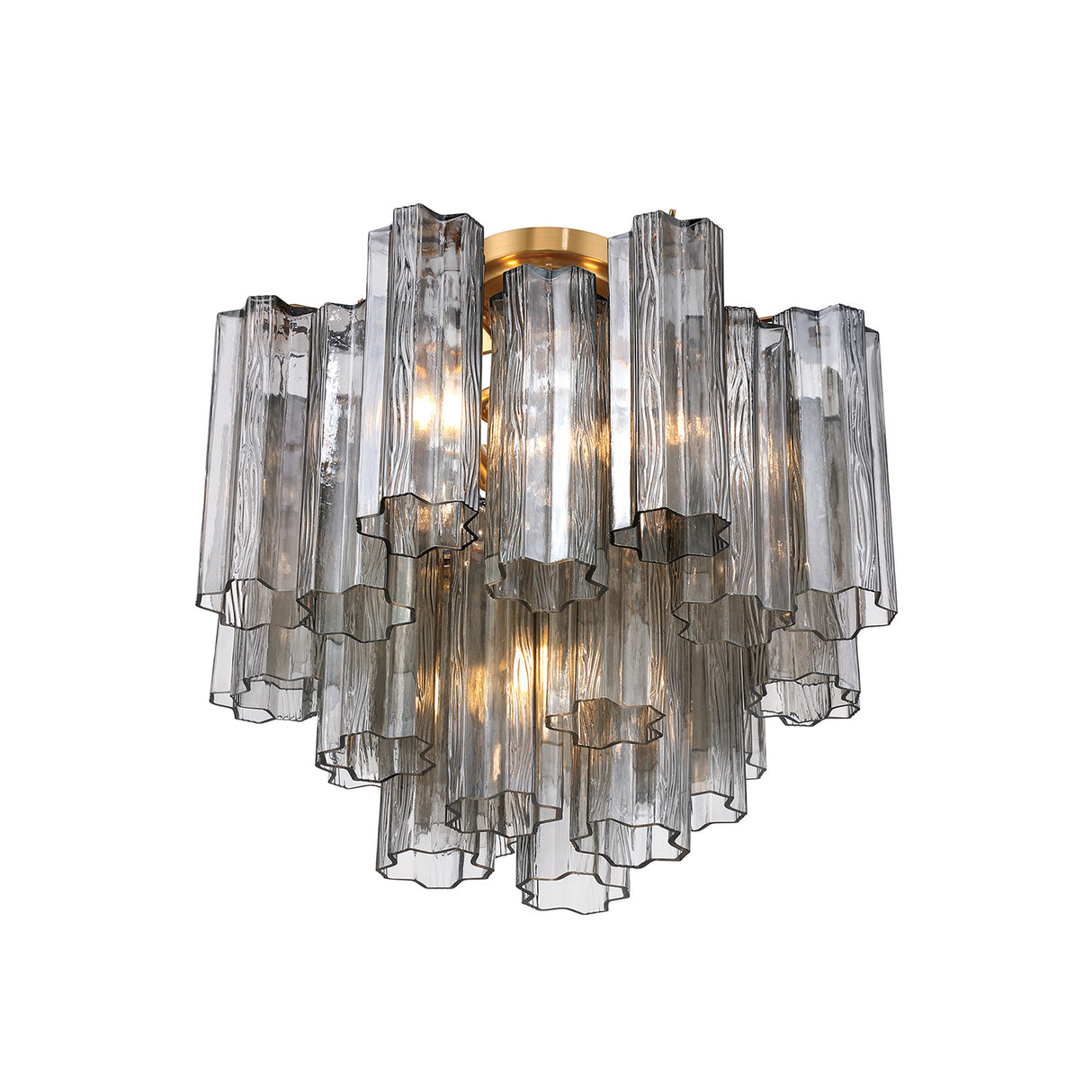 Grace Semi-Flush 18", Brass with Smoke Glass