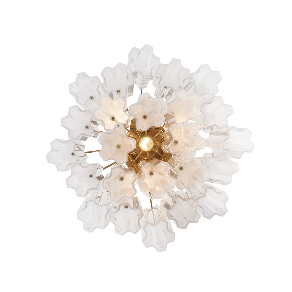 Grace 4 Light Mini Chandelier 18", Brass with White Glass