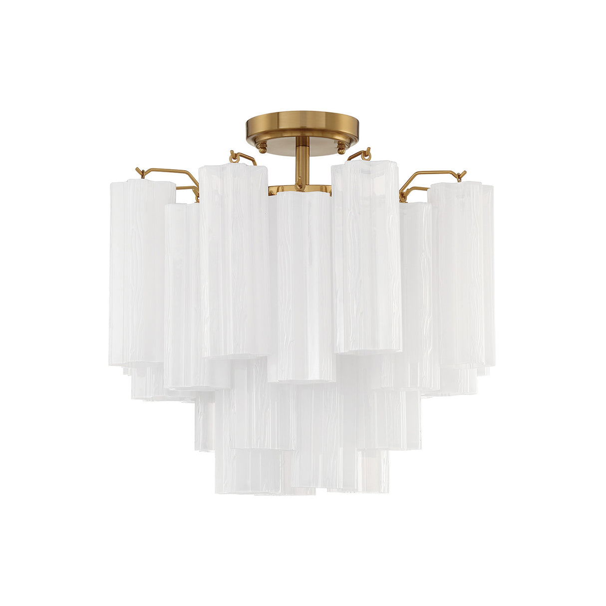 Grace Semi-Flush 18", Brass with White Glass