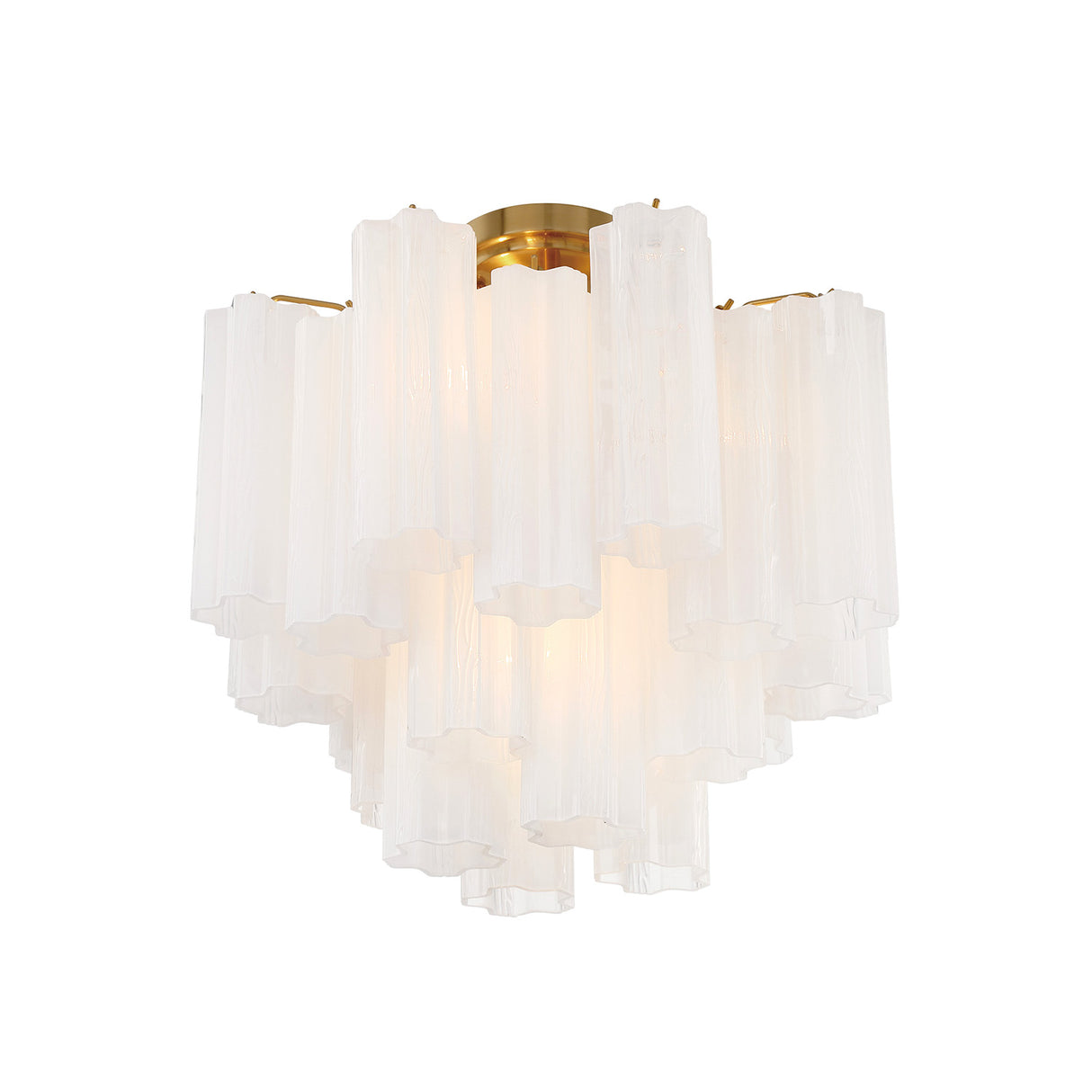Grace Semi-Flush 18", Brass with White Glass