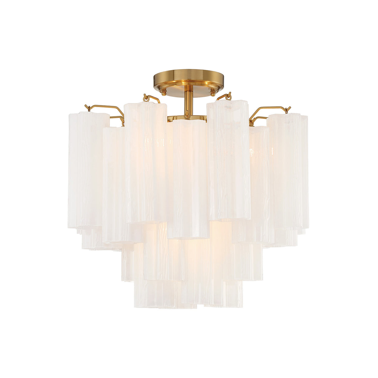 Grace Semi-Flush 18", Brass with White Glass