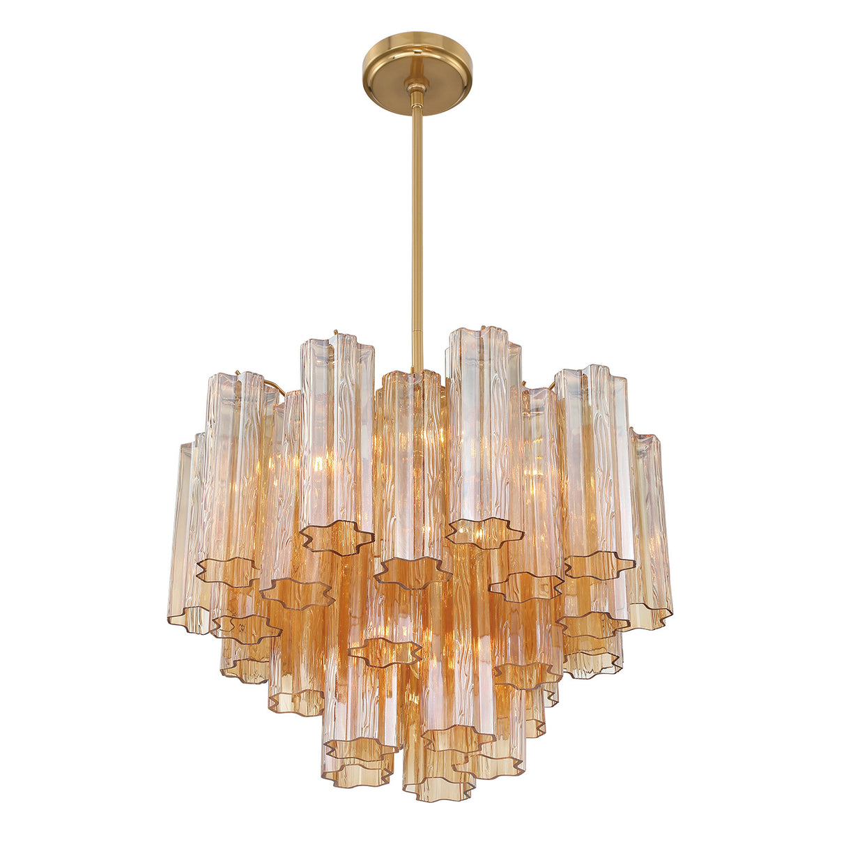 Grace 6 Light Chandelier 20", Brass with Topaz Glass