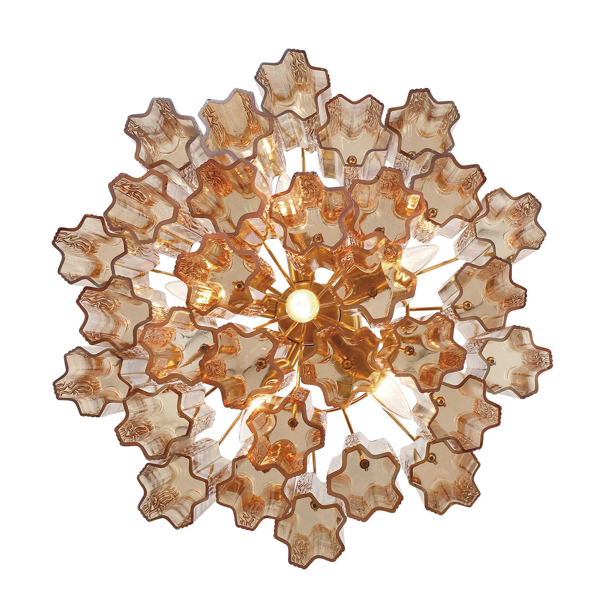 Grace 6 Light Chandelier 20", Brass with Topaz Glass