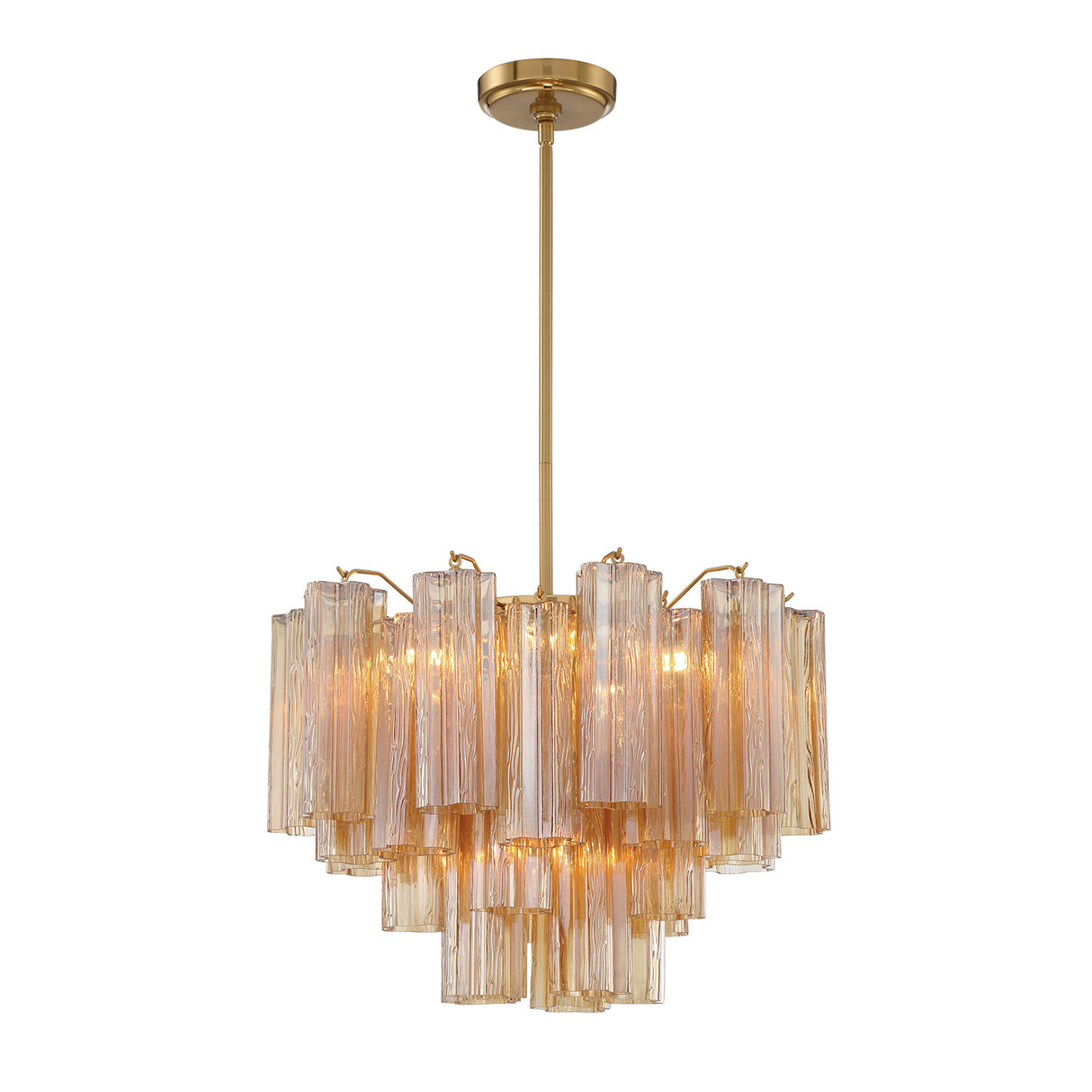 Grace 6 Light Chandelier 20", Brass with Topaz Glass