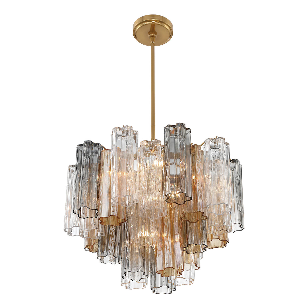 Grace 6 Light Chandelier 20", Brass with Gilded Fog Glass