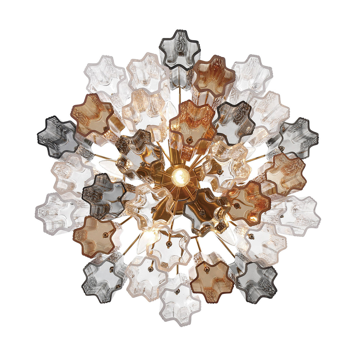 Grace 6 Light Chandelier 20", Brass with Gilded Fog Glass