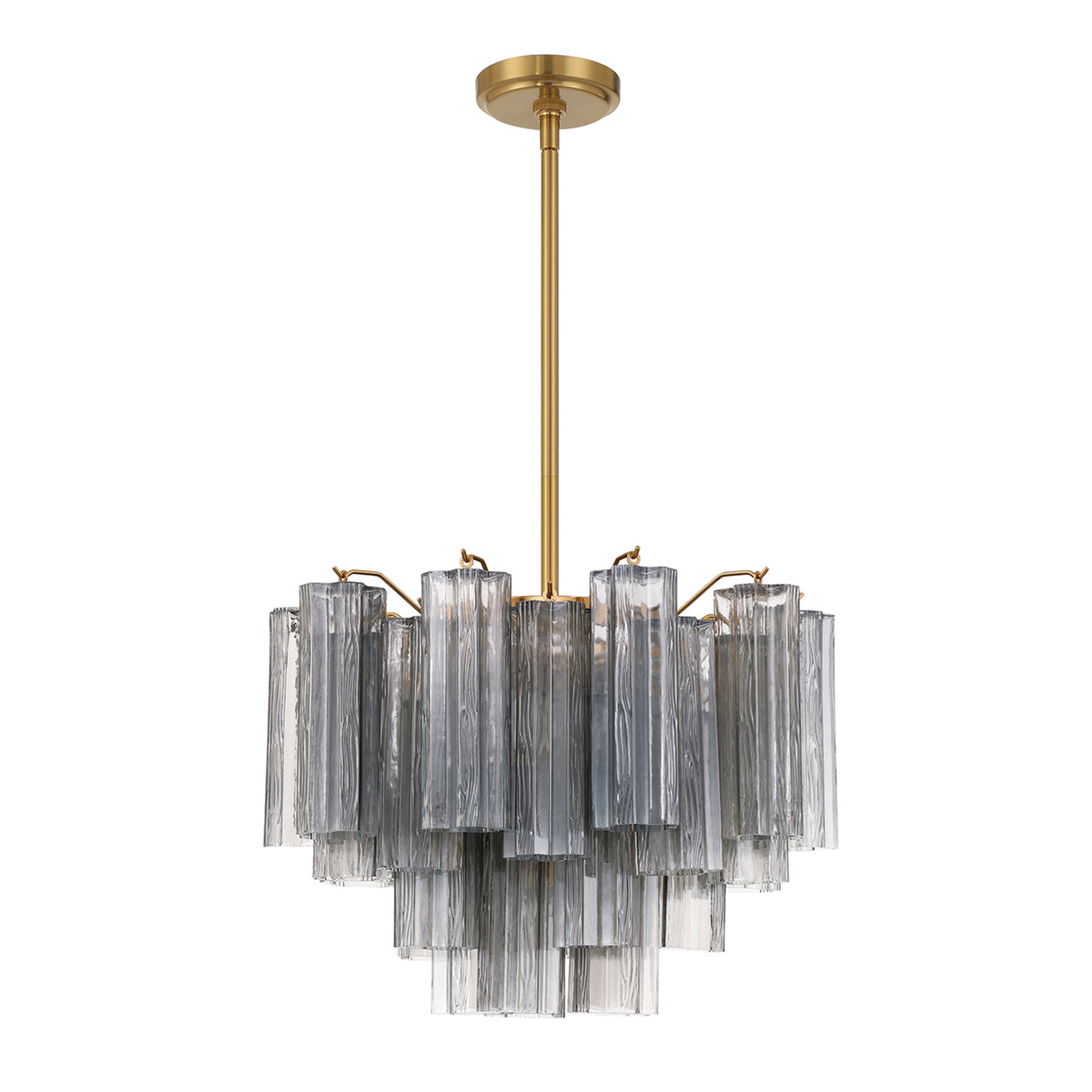 Grace 6 Light Chandelier 20", Brass with Smoke Glass