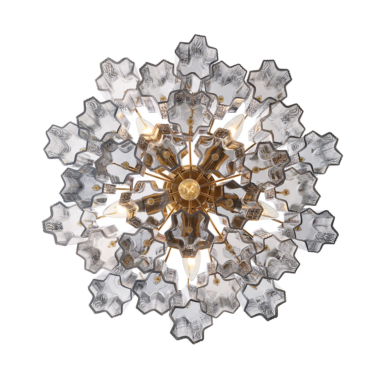 Grace 6 Light Chandelier 20", Brass with Smoke Glass