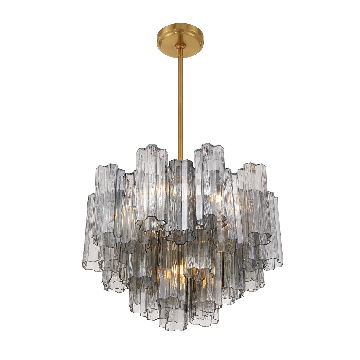 Grace 6 Light Chandelier 20", Brass with Smoke Glass