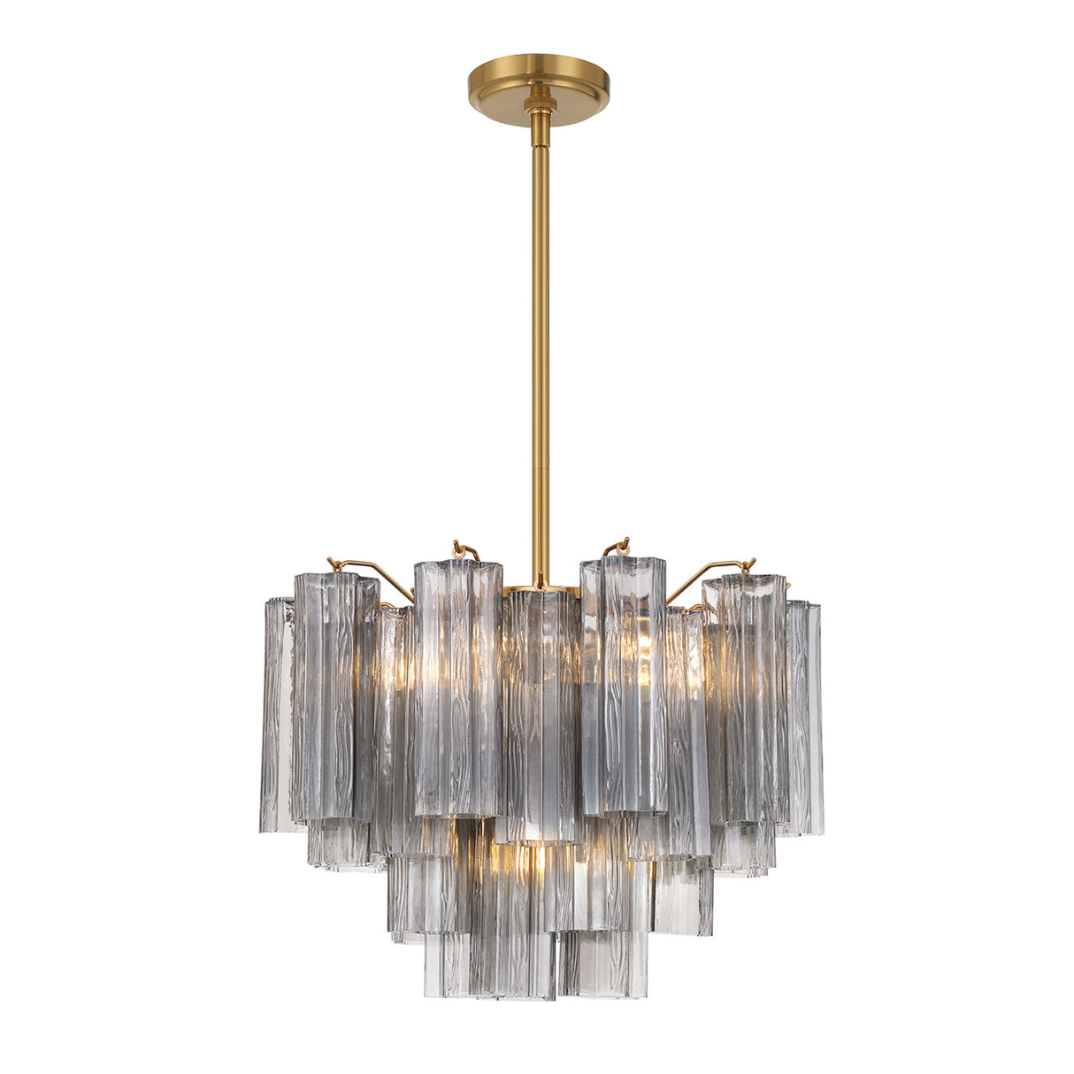 Grace 6 Light Chandelier 20", Brass with Smoke Glass