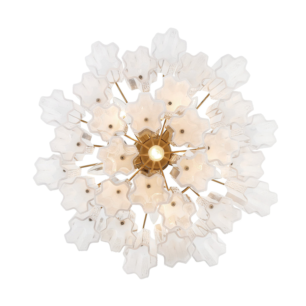 Grace 6 Light Chandelier 20", Brass with White Glass