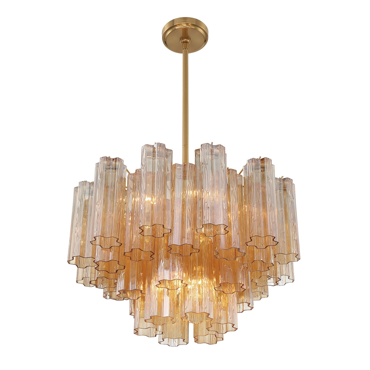 Grace 9 Light Chandelier 22", Brass with Topaz Glass