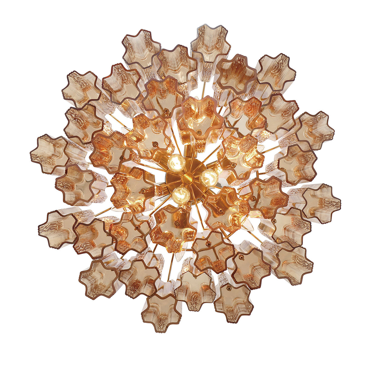 Grace 9 Light Chandelier 22", Brass with Topaz Glass