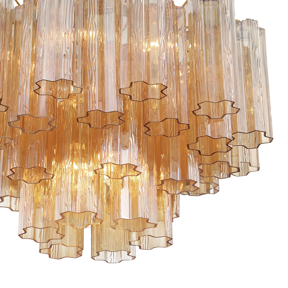 Grace 9 Light Chandelier 22", Brass with Topaz Glass