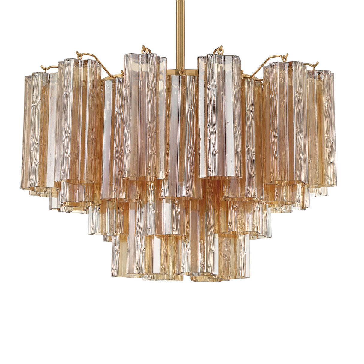 Grace 9 Light Chandelier 22", Brass with Topaz Glass