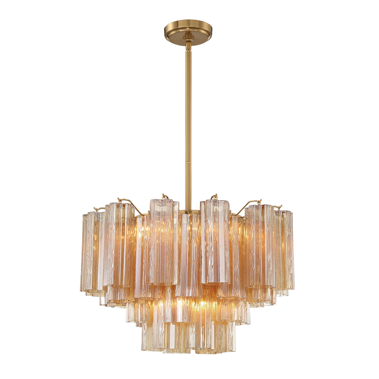 Grace 9 Light Chandelier 22", Brass with Topaz Glass