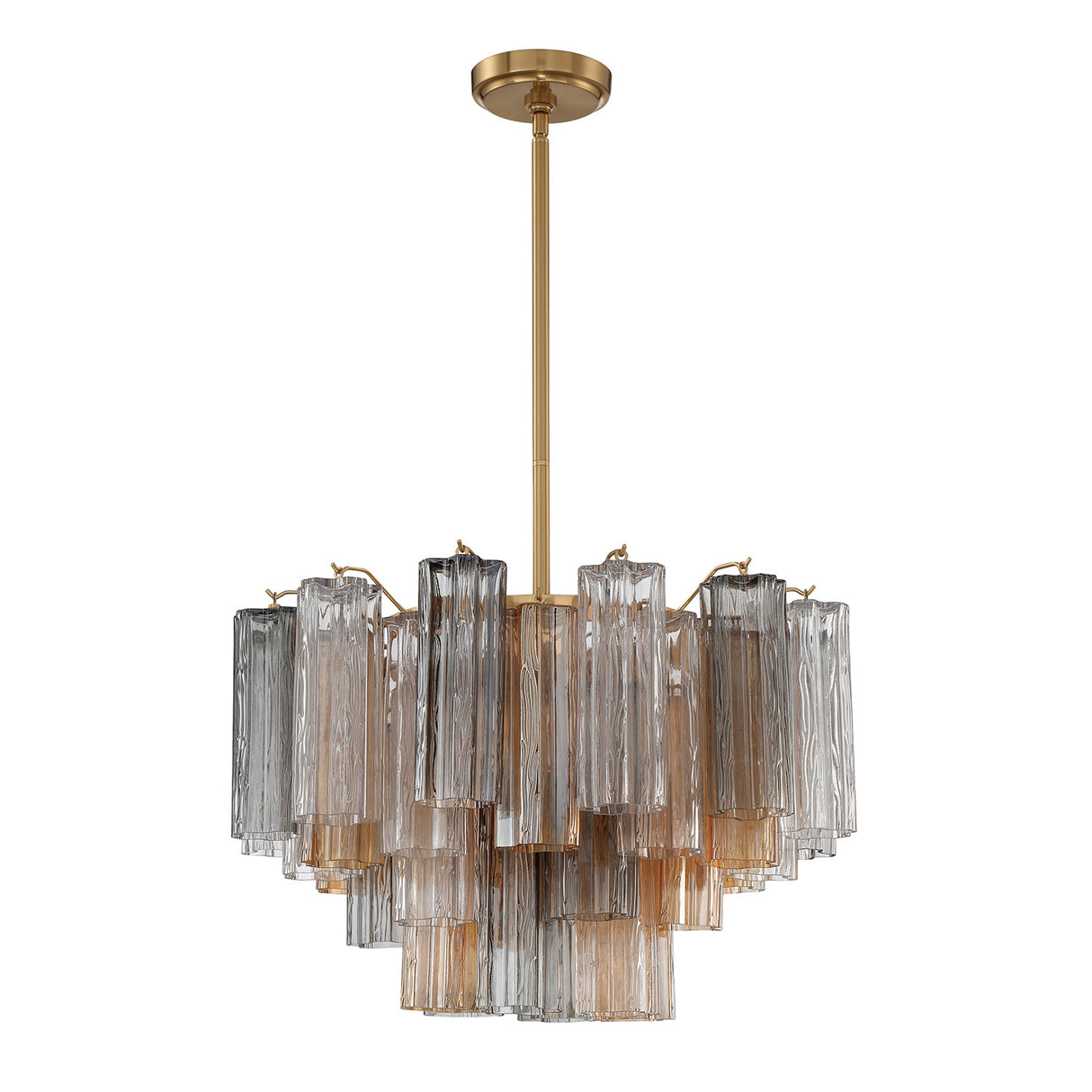 Grace 9 Light Chandelier 22", Brass with Gilded Fog Glass