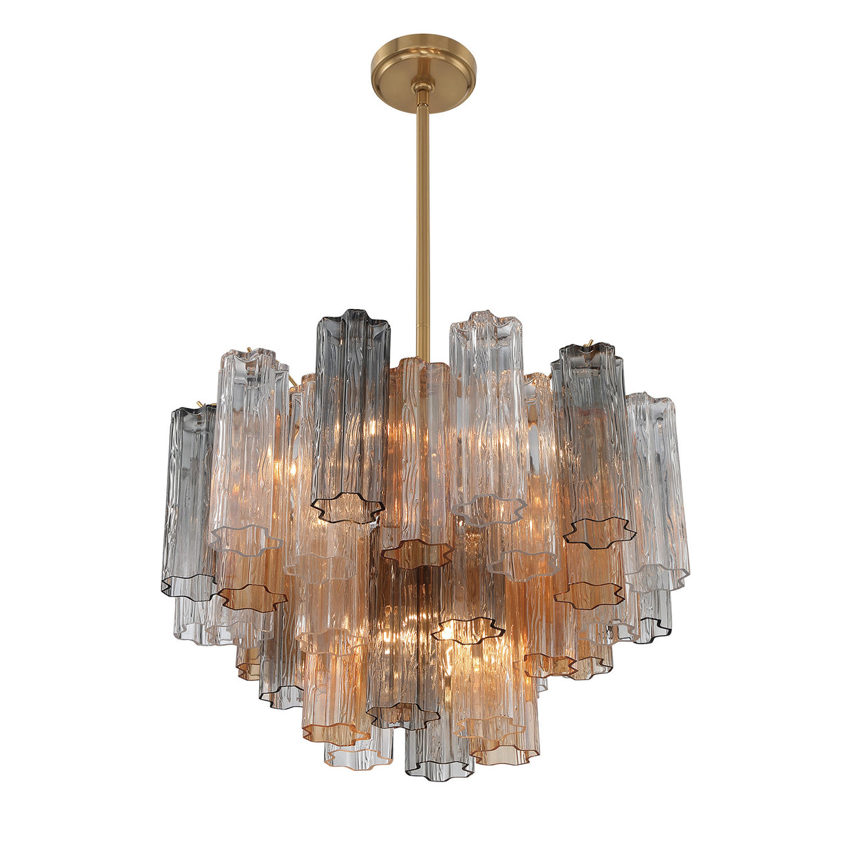 Grace 9 Light Chandelier 22", Brass with Gilded Fog Glass