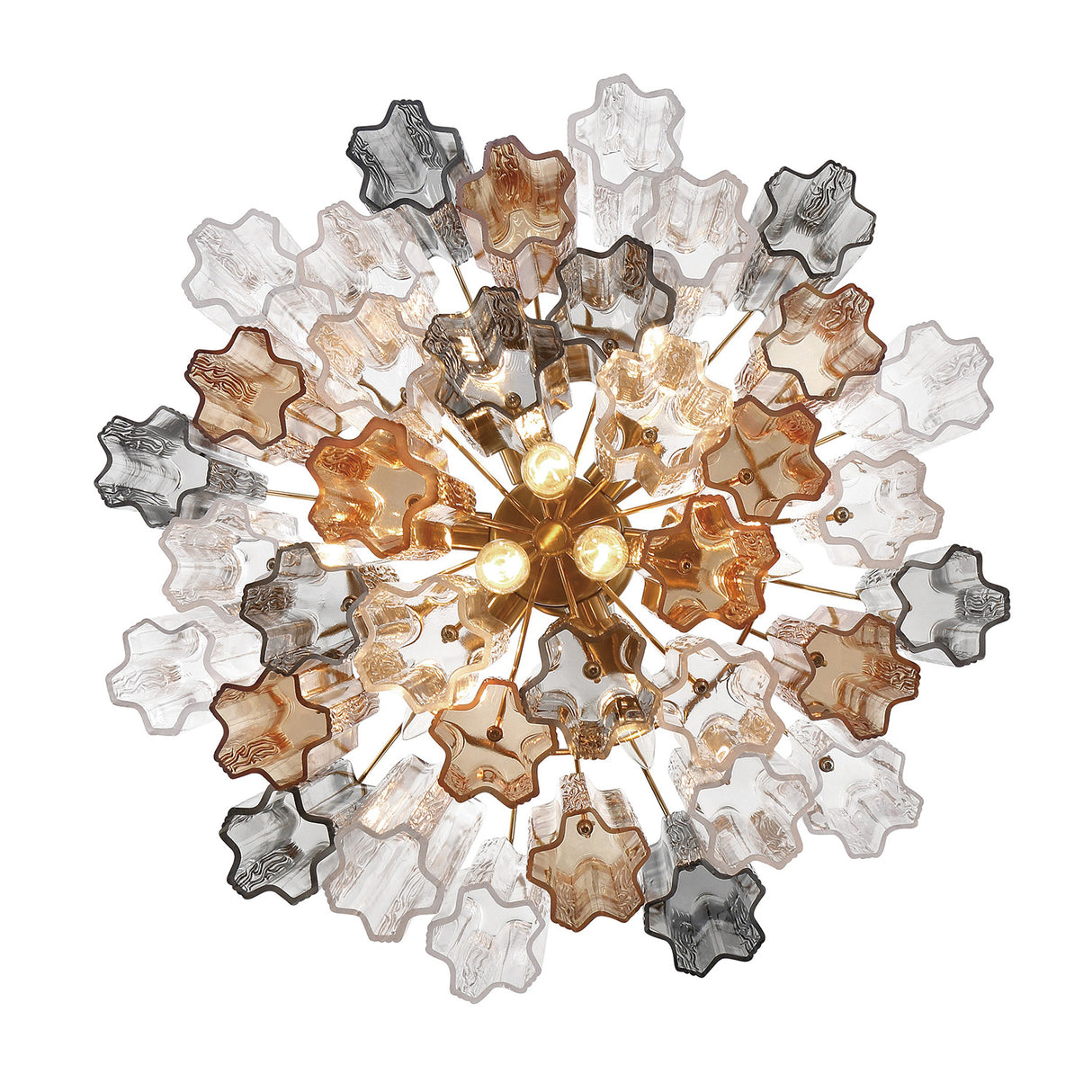 Grace 9 Light Chandelier 22", Brass with Gilded Fog Glass