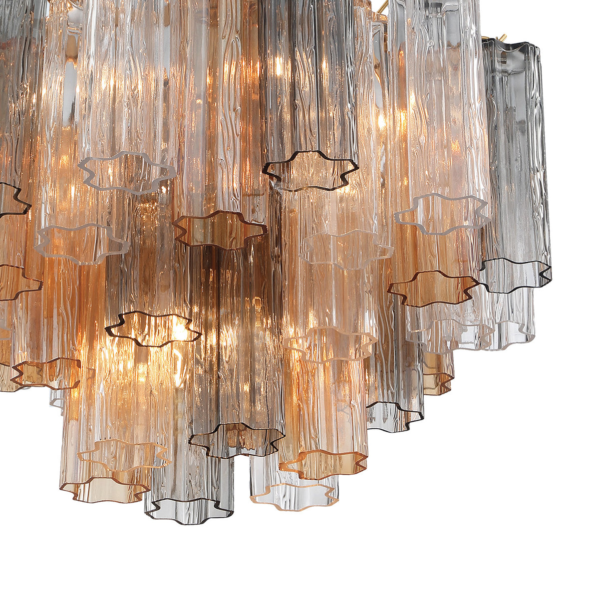 Grace 9 Light Chandelier 22", Brass with Gilded Fog Glass