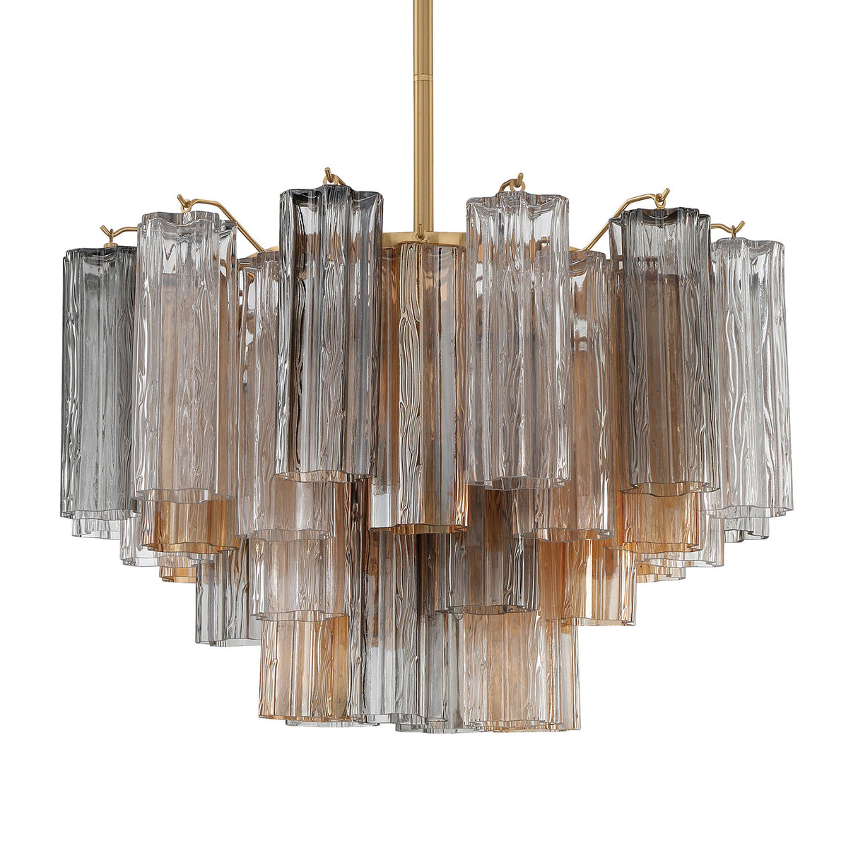 Grace 9 Light Chandelier 22", Brass with Gilded Fog Glass