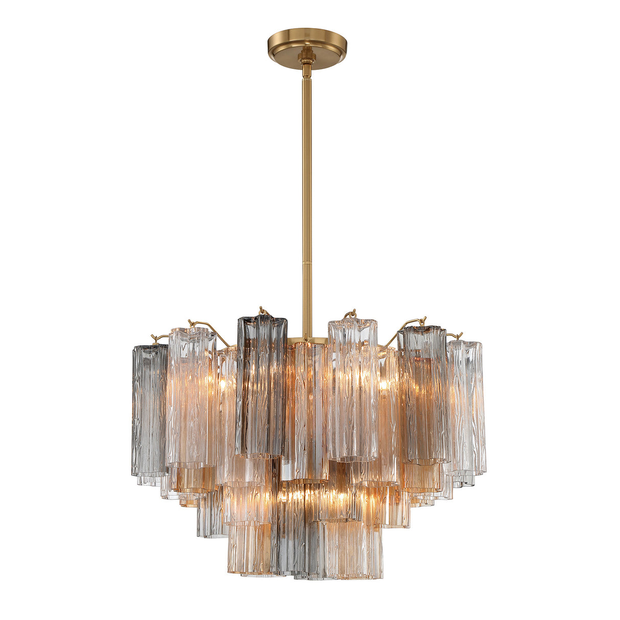 Grace 9 Light Chandelier 22", Brass with Gilded Fog Glass