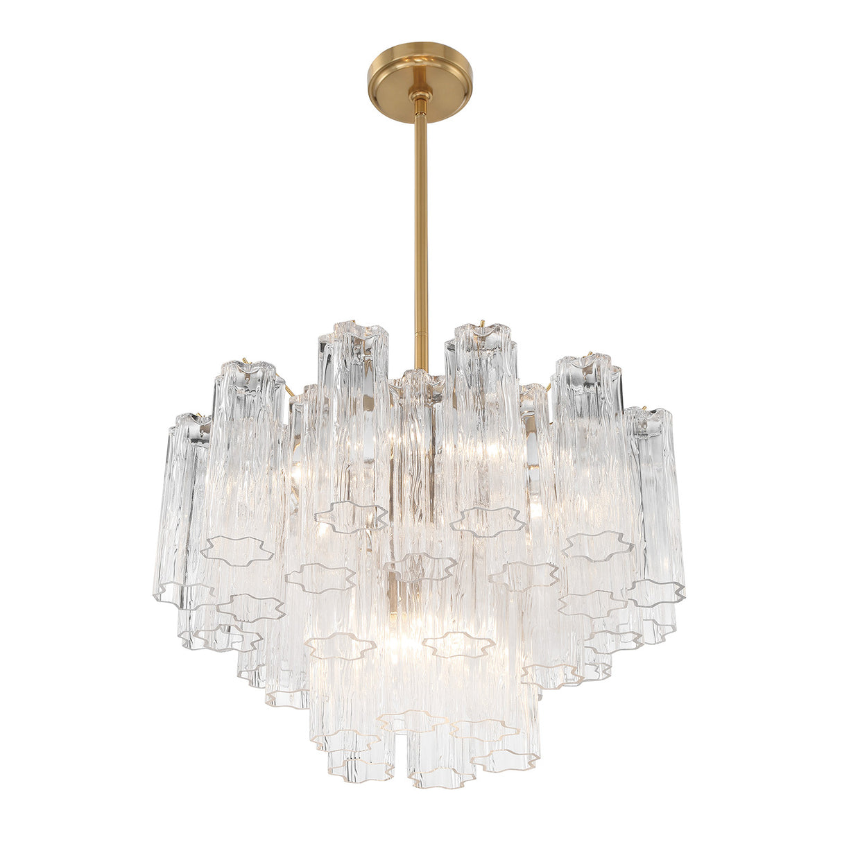 Grace 9 Light Chandelier 22", Brass with Clear Glass