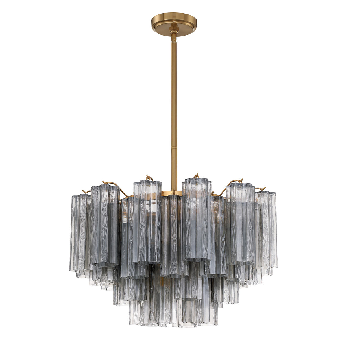 Grace 9 Light Chandelier 22", Brass with Smoke Glass