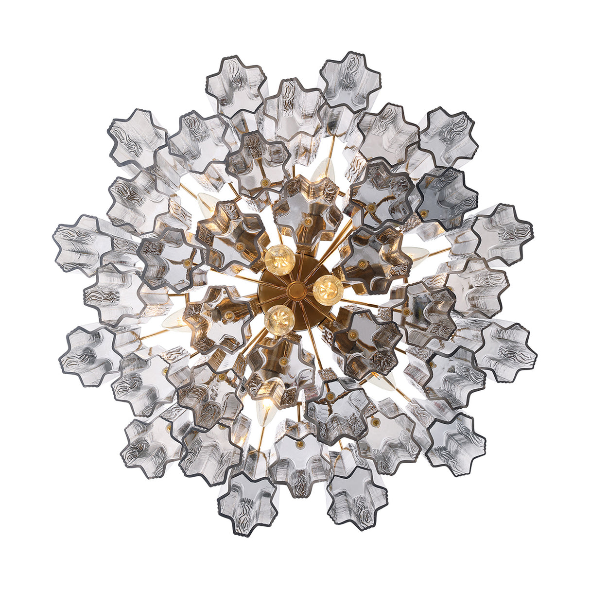 Grace 9 Light Chandelier 22", Brass with Smoke Glass