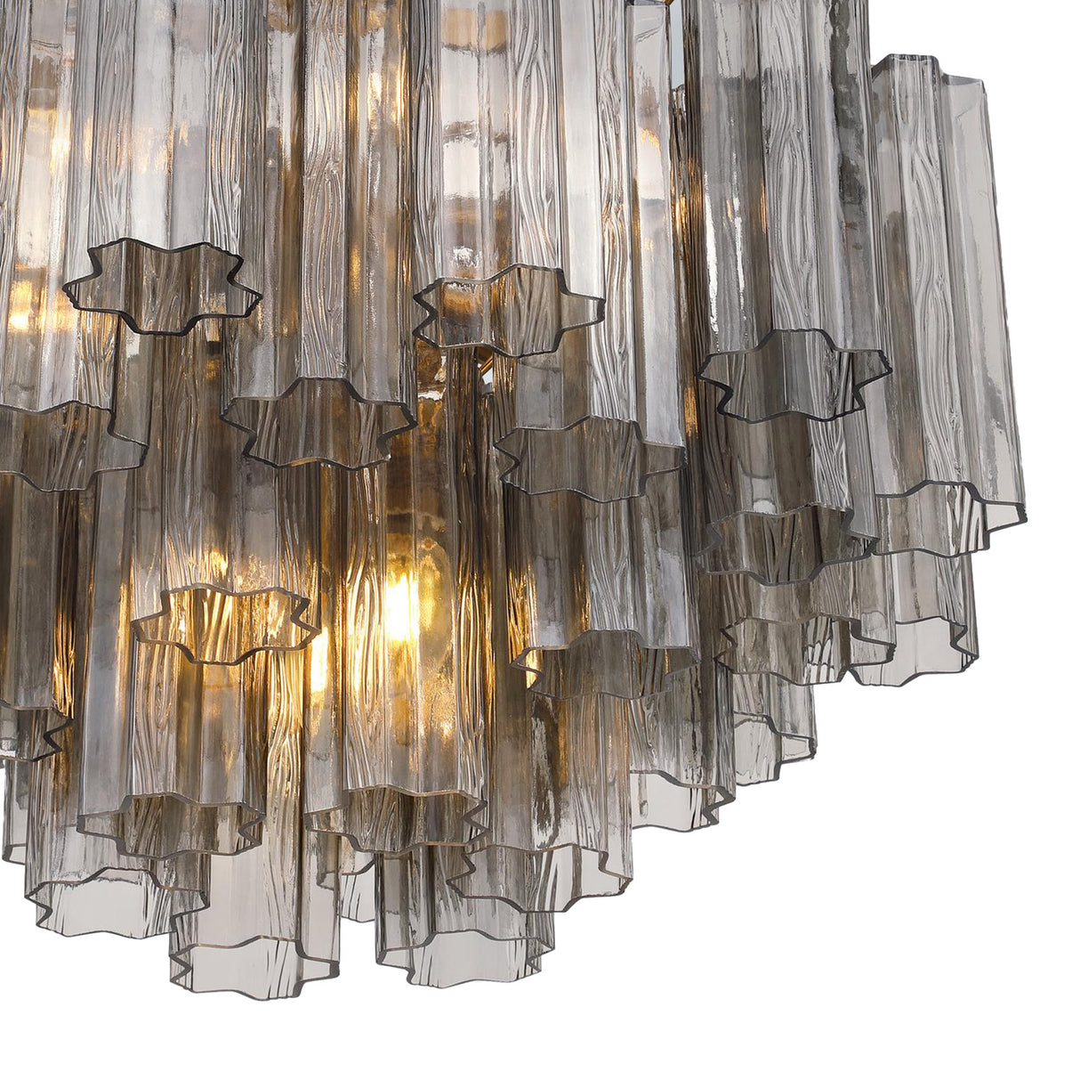 Grace 9 Light Chandelier 22", Brass with Smoke Glass