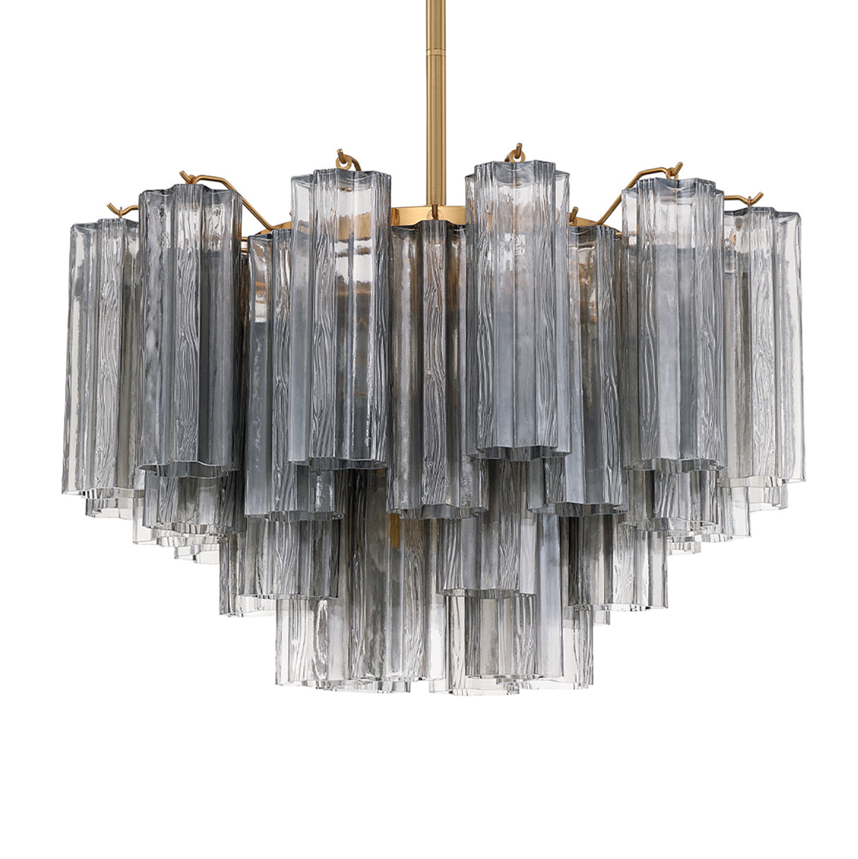 Grace 9 Light Chandelier 22", Brass with Smoke Glass